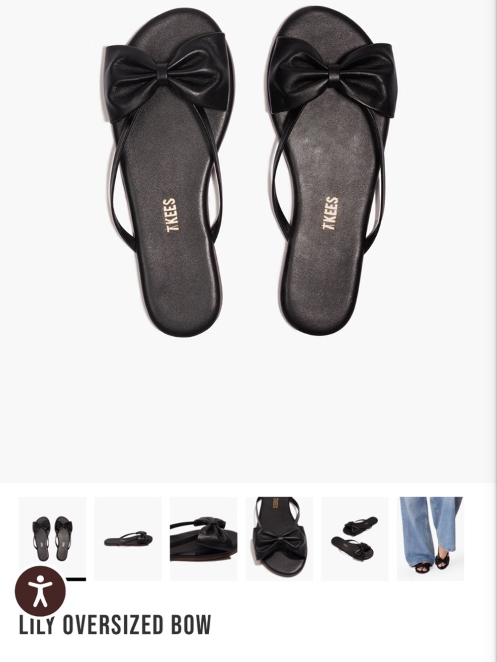TKEES Lily Oversized Bow Black Slide Sandals